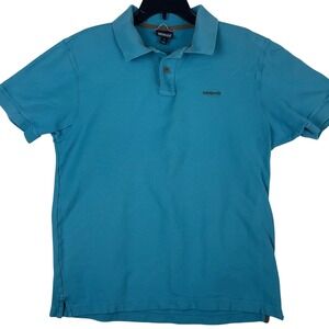 Patagonia Mens Organic Cotton Pique Polo Shirt Teal Blue 52381 Size M
